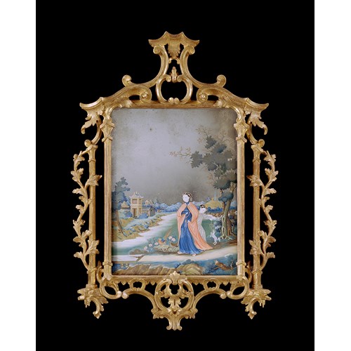 A GEORGE III CHINESE EXPORT REVERSE MIRROR PAINTING
